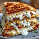 Crispy Cinco de Mayo Street Corn Quesadillas with smoky chipotle crema, melty cheese, and roasted corn filling.