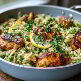 One-Pot Lemon Orzo Chicken Peas