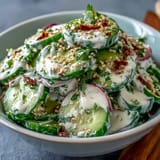 Creamy Viral Cucumber Salad with Everything Bagel seasoning, a perfect crunchy appetizer.