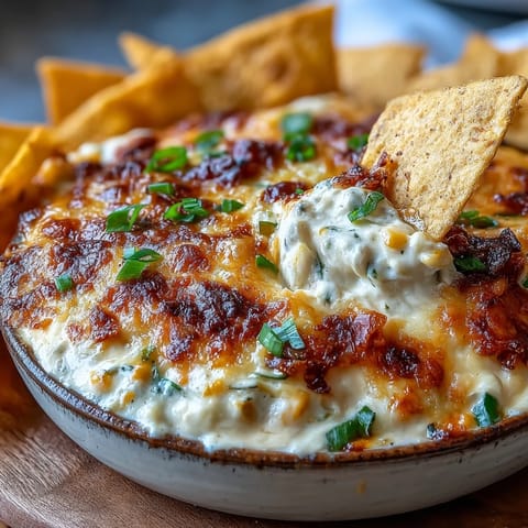 This creamy Crack Corn Dip is served warm in a bowl with crunchy tortilla chips.