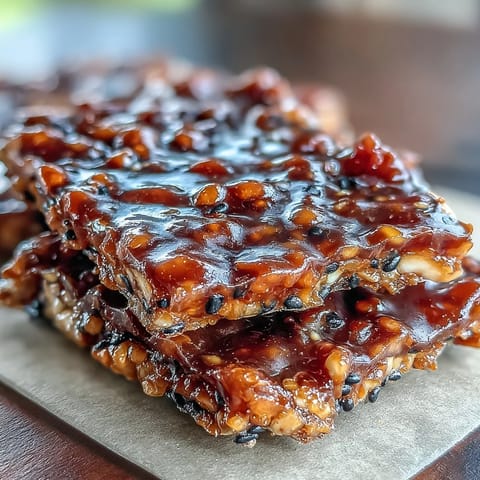 Golden shards of black sesame brittle, offering a nutty crunch with every bite.  