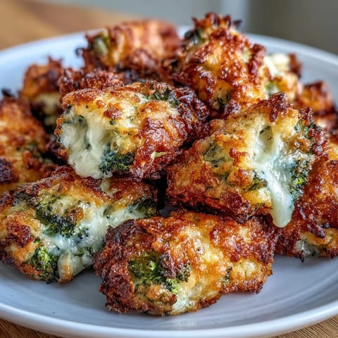 Crispy air fryer broccoli tots with cheddar cheese, golden brown and perfectly crunchy on the outside.