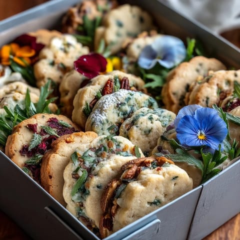 2. Elegant Mothers Day Floral Shortbread Cookie Box featuring delicate cookies adorned with edible rose petals and lavender blossoms.