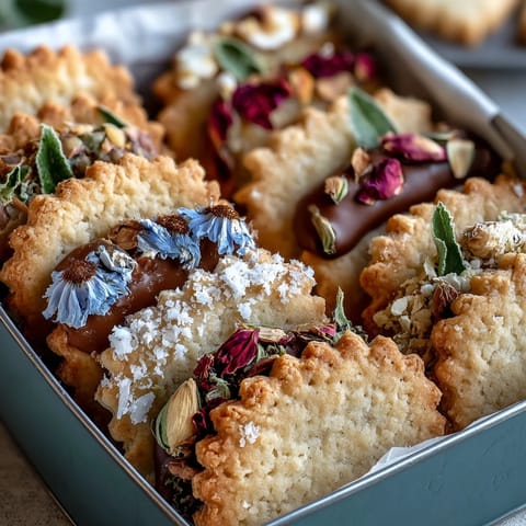 1. Mothers Day Floral Shortbread Cookie Box filled with buttery cookies decorated with edible flowers and sugar sprinkles.
