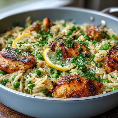 One-Pot Lemon Orzo Chicken Peas