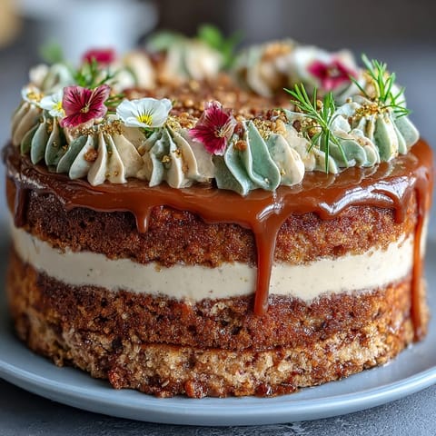 Earthy Taurus Cake with floral buttercream, a layered butterscotch delight.