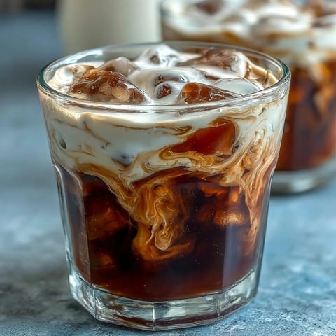 Decadent cold brew coffee swirled with homemade vanilla sweet cream perfection.