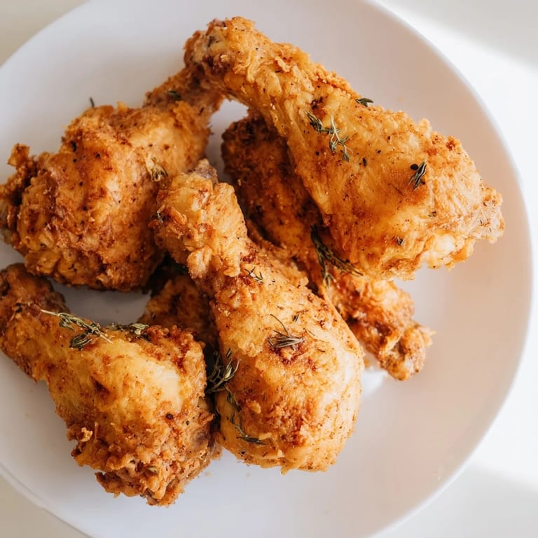 Juicy, perfectly fried chicken with a seasoned, flavorful crust, ready to be enjoyed.