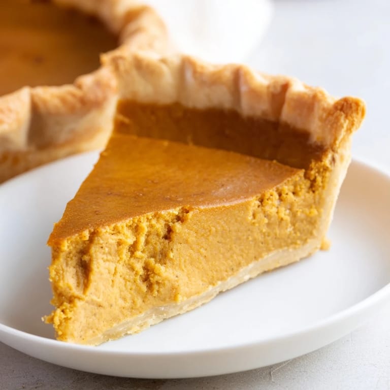 Warm spices fill the air as this creamy pumpkin pie boasts a flaky, buttery crust.