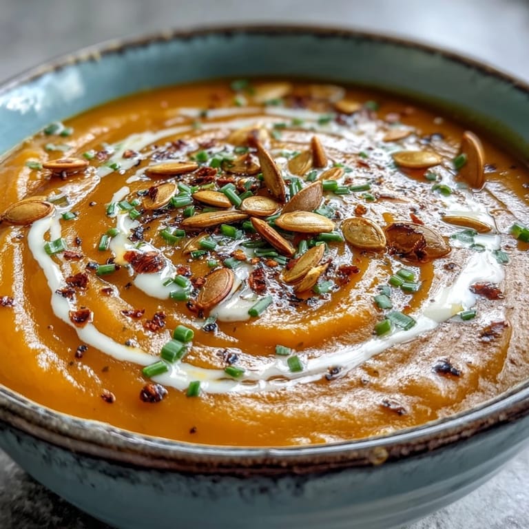 A close-up of creamy acorn squash soup reveals its velvety texture, with golden roasted squash flesh and a hint of cinnamon.