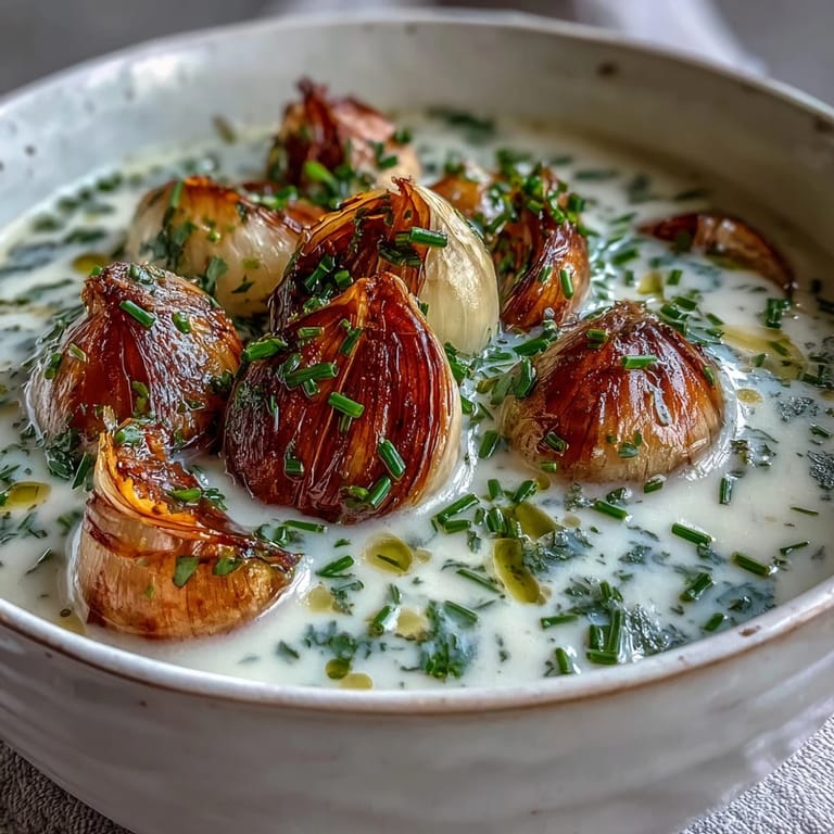 Hearty Roasted Garlic and Herb Soup paired with a slice of crusty bread, highlighting the aromatic herb-infused broth.