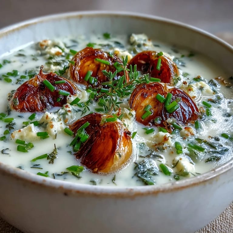 Thick, velvety Roasted Garlic and Herb Soup steaming in a rustic bowl, showcasing a golden hue from the roasted garlic.