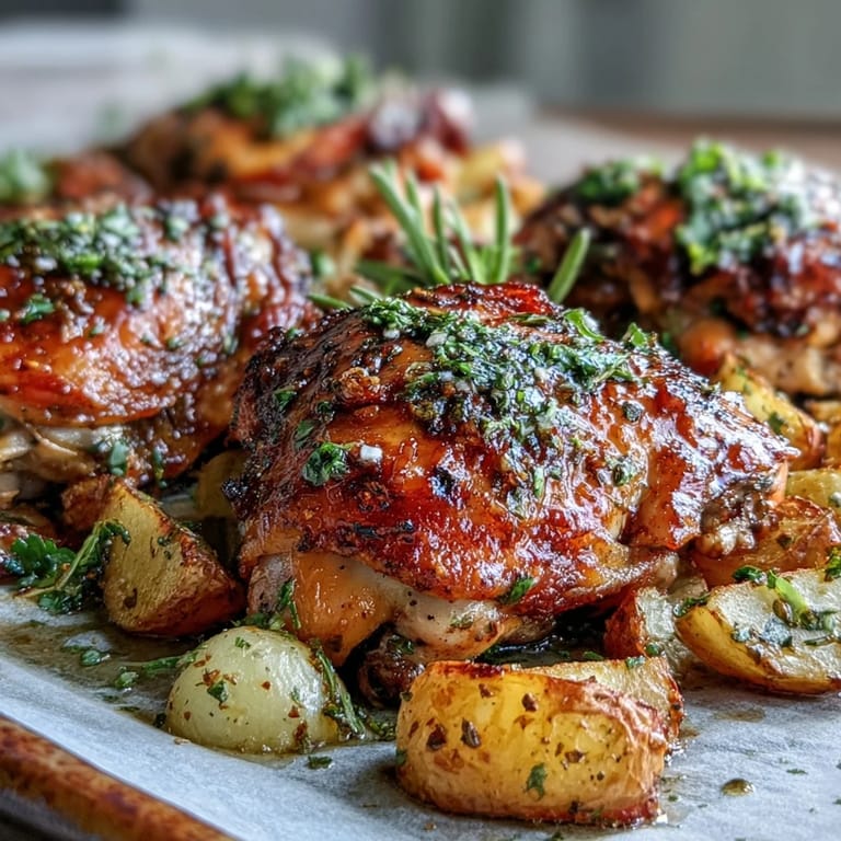 Crispy Ranch Sheet Pan Chicken & Veggies offers juicy, flavorful bone-in thighs and vegetables, perfect for an easy weeknight dinner.