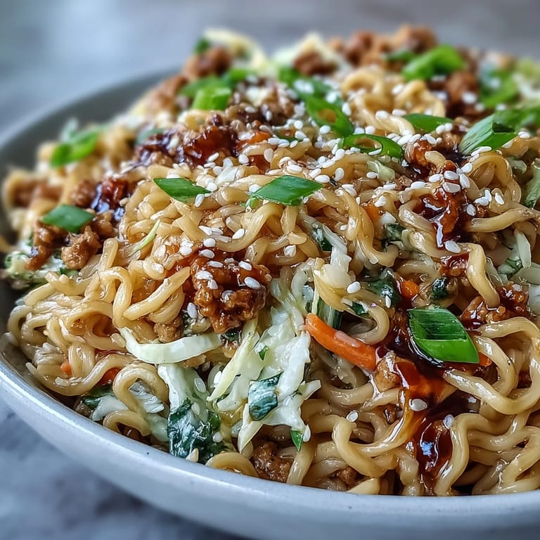 Serve Creamy Potsticker Noodle Stir-Fry steaming in a wok alongside chopsticks and a drizzle of sriracha for a comforting Asian-inspired meal.