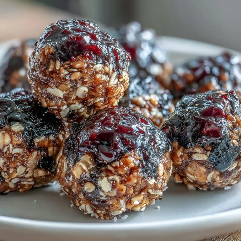 Vibrant no-bake energy bites with oats, nuts, and tangy lemon, studded with sweet blueberries.
