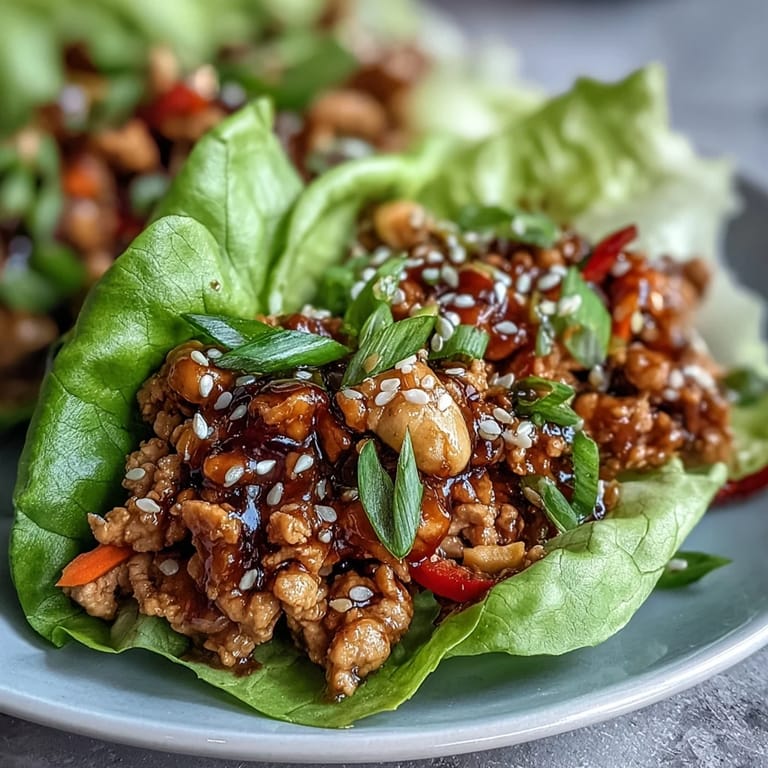 Light Asian-inspired lettuce cups packed with juicy chicken, crunchy water chestnuts, and zesty ginger, drizzled with rich hoisin and soy sauce.