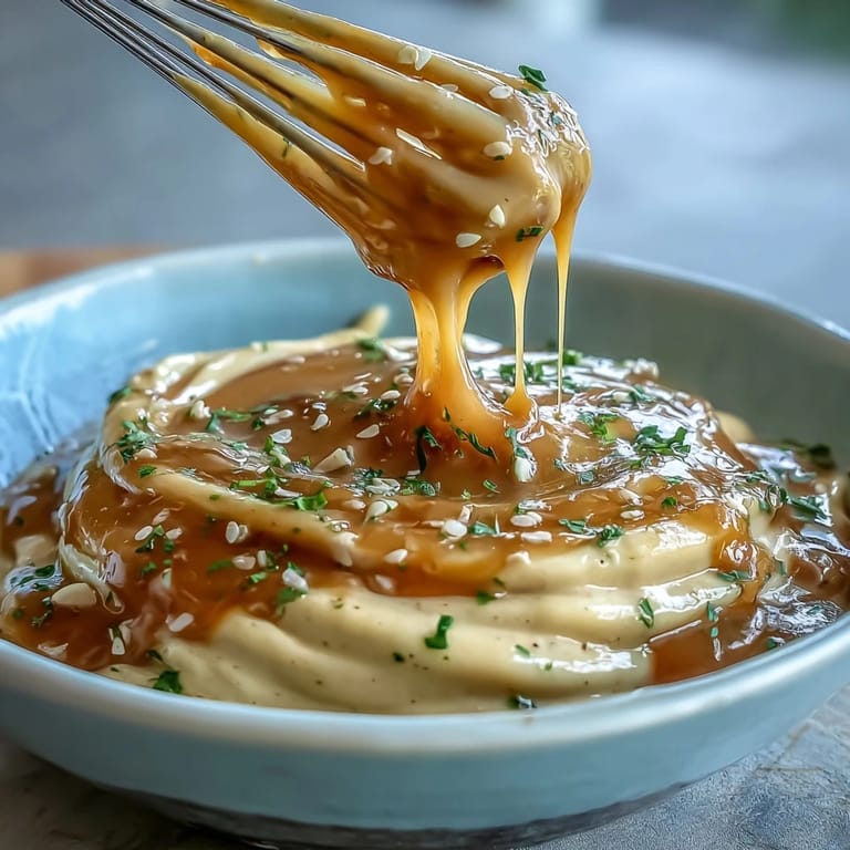 Smooth and nutty tahini dressing served in a small pitcher, ideal for drizzling over falafel or wraps.