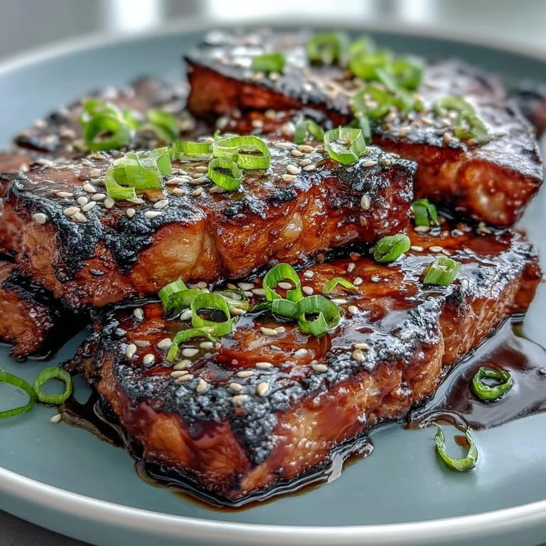 Rich and tender eggplant slices coated in umami-packed miso glaze, served hot as a satisfying vegetarian main.  