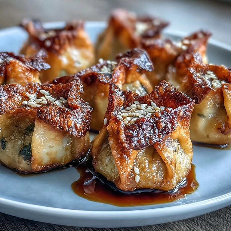 Delicious air fryer chicken dumplings with a crunchy exterior, paired with a tangy sesame soy dipping sauce.