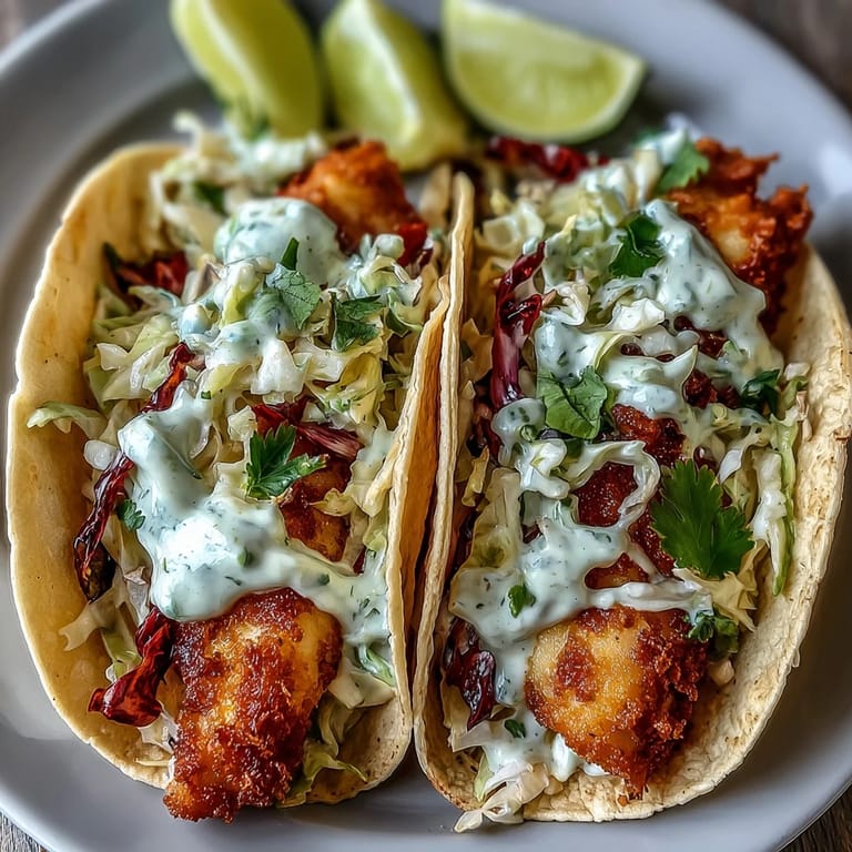 Light and flavorful fish tacos featuring crispy cod, crunchy slaw, and zesty sauce, perfect for a quick dinner.