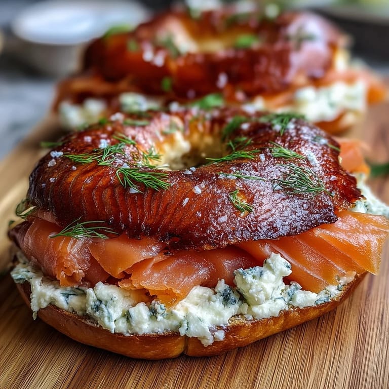 Elegant smoked salmon and cream cheese bagel platter with avocado, cucumber, and herbs—perfect for sharing at springtime gatherings.