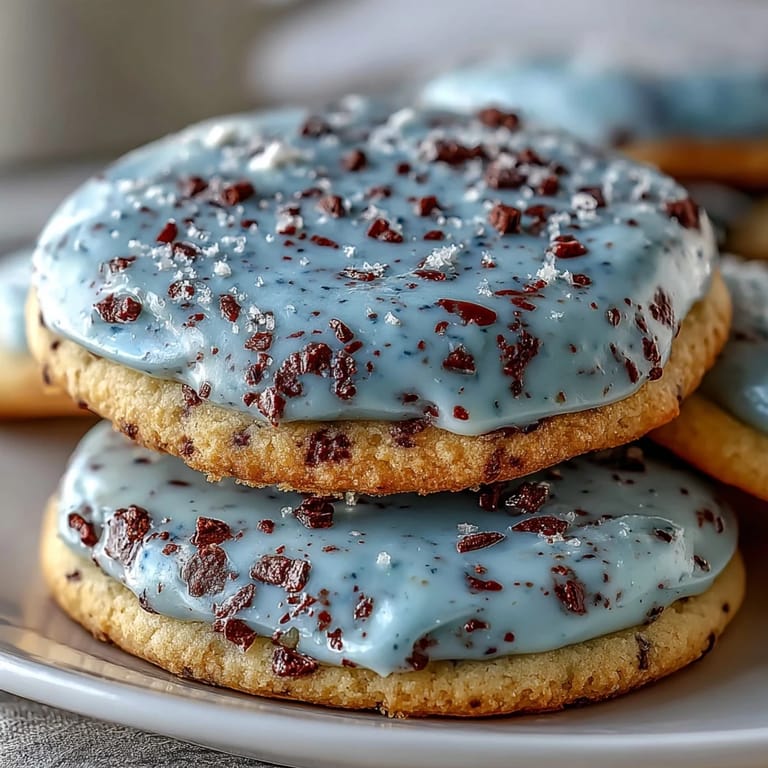 Crispy, vanilla-scented sugar cookies tinted blue and speckled with cocoa, inspired by the beauty of robins eggs.