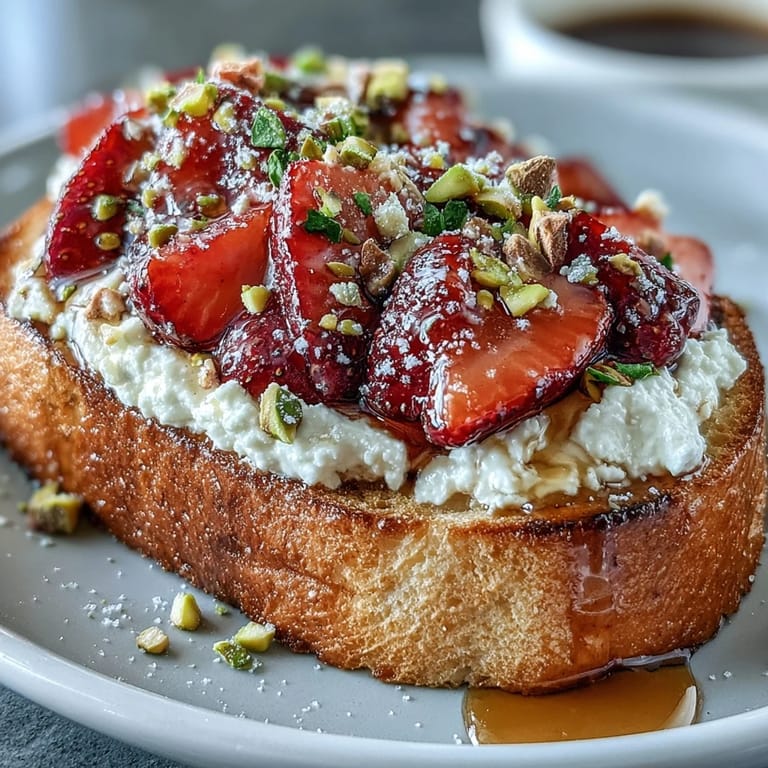 Deliciously sweet and savory Strawberry Honey Ricotta Toast, perfect anytime snack.