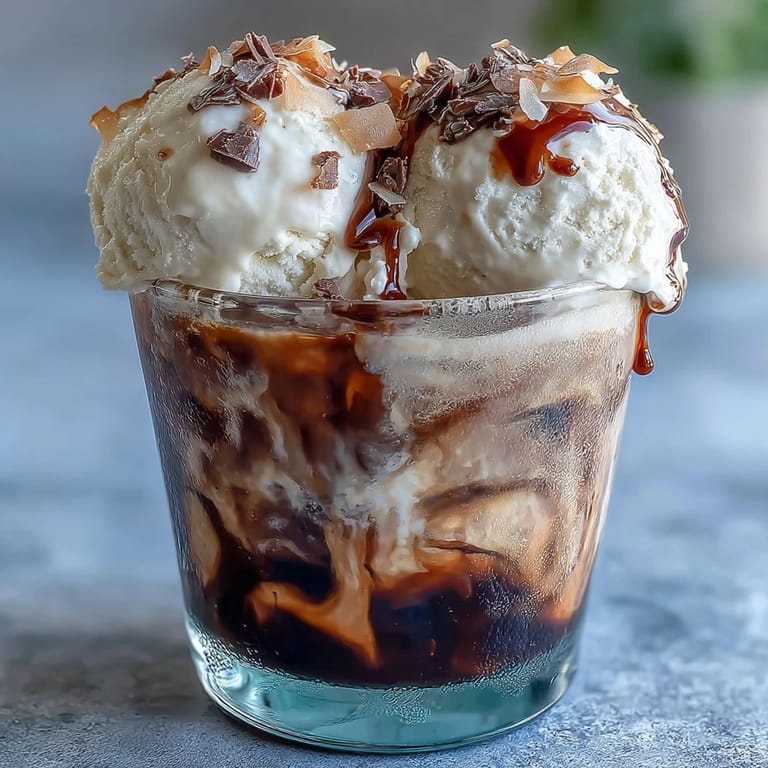 Refreshing vanilla bean ice cream float made with sweet coconut cold brew.