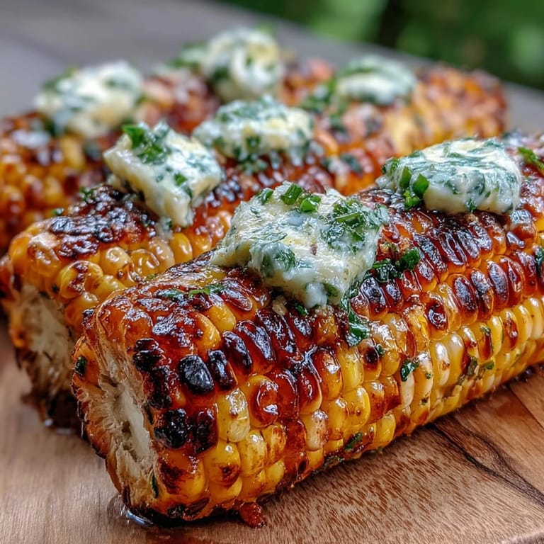 Juicy Memorial Day Grilled Corn with vibrant, herbaceous butter toppings shown.