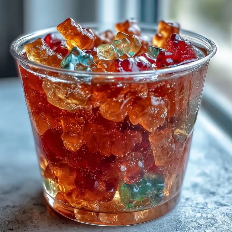 Close-up of Gummy Bear Lemonade Jelly Cups showcasing juicy bears suspended in bright, jiggly dessert.