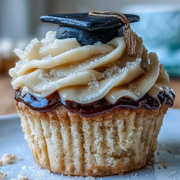 Decadent Graduation Cupcakes featuring handcrafted black and gold fondant toppers ready to celebrate.