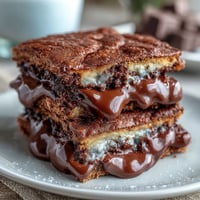 Gooey 4th of July Smores Dip bubbling in a cast iron skillet, with golden toasted marshmallows and melted chocolate ready for dipping.
