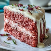 Bridal Shower Rosé Velvet Cake: elegant blush pink frosting finished with stunning gold drip.